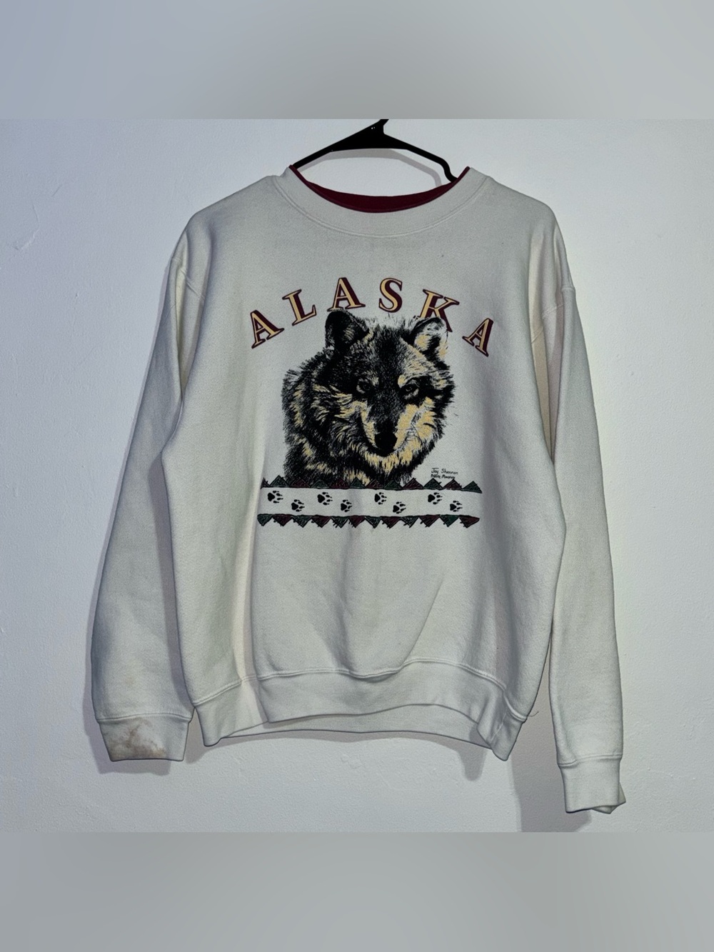 Vintage Alaska Wolf Crewneck Sweatshirt USA Made Large